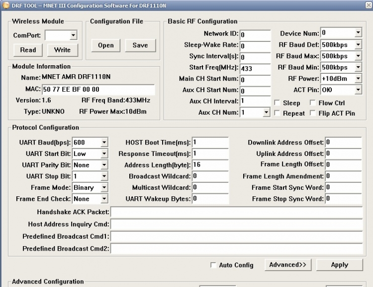MNET III Configuration software